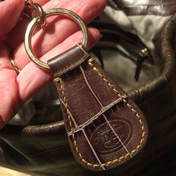 Dooney Bourke Croc Embossed Leather Hobo Shoulder Handbag Clip Lock w/Key Fab - Picture 11 of 16